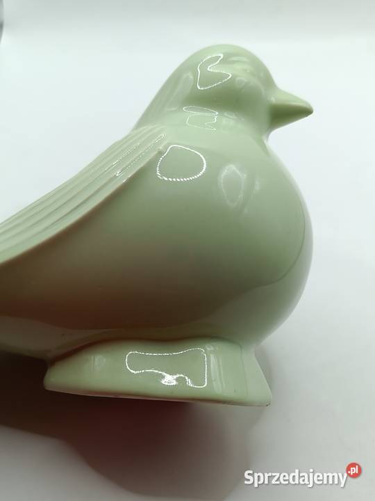 Figurka ceramika miętowy zielony ptak gołąb Zamość
