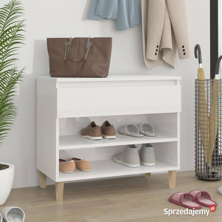 Szafka na buty wysoki połysk biała 70x36x60