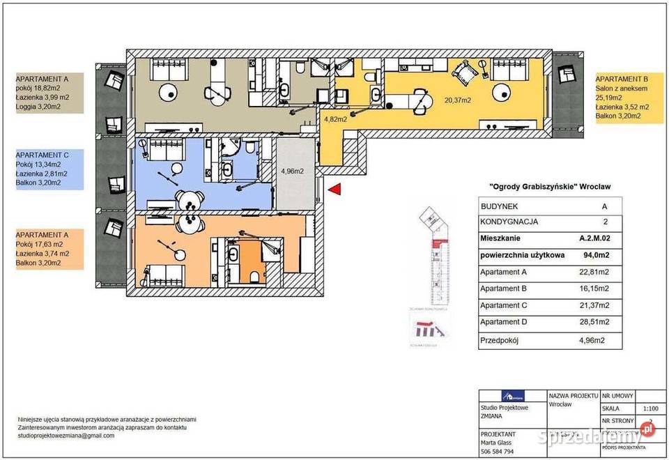 4pok 94met Grabiszyńskie Ogrody 4 KAWALERKI dolnośląskie Wrocław