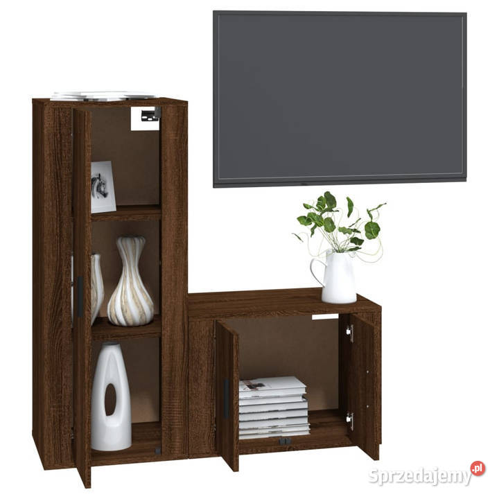 Zestaw 2 szafek pod TV brązowy dąb materiał RTV mazowieckie Warszawa