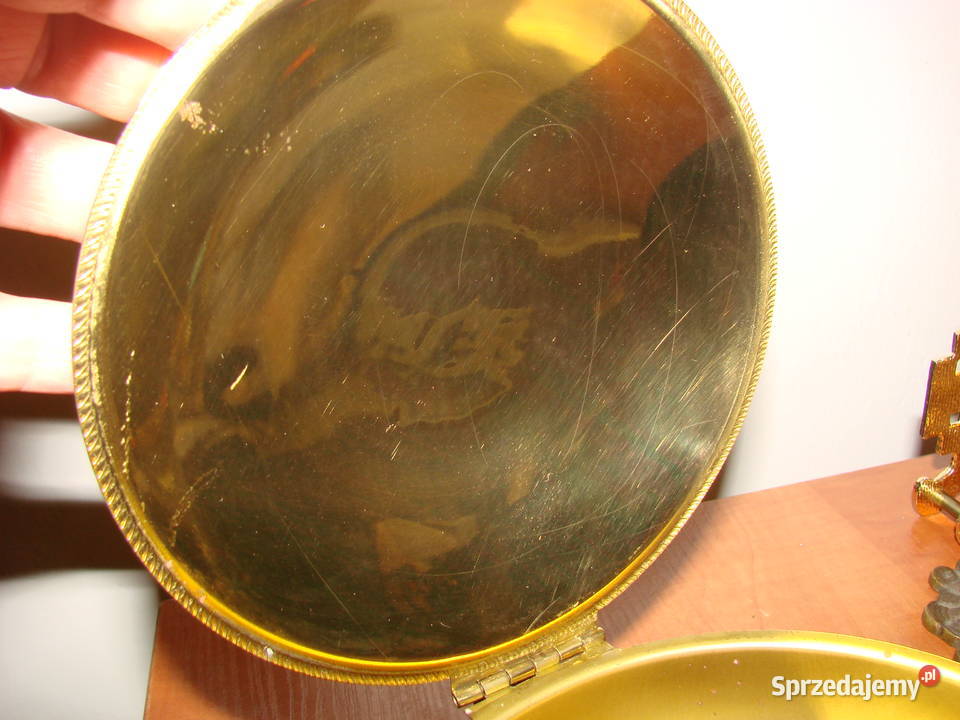 mosieżny herbowy rondelek z pokrywką Pozostałe Pruszcz Gdański