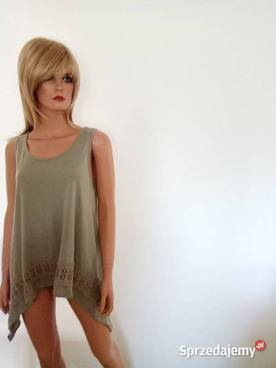 Bluzka tunika Rainbow khaki z koronką r 384042 śląskie Pszczyna
