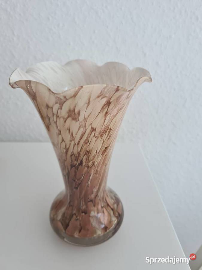 Kolorowy wazon zloty kolorowe szkło małopolskie