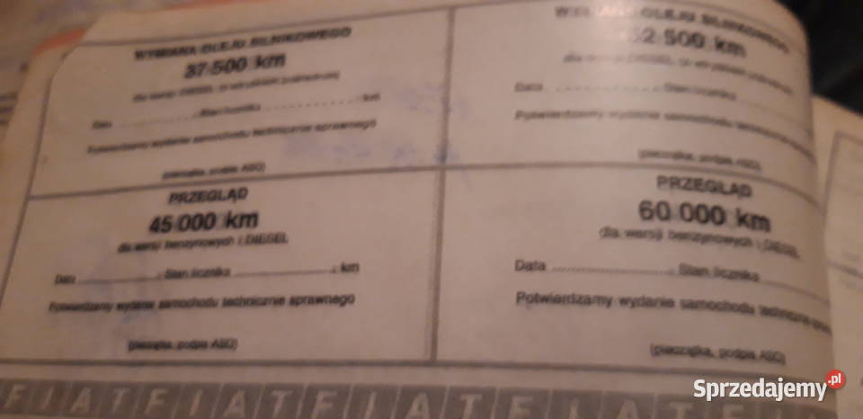 Fiat 125 Książka gwarancyjną podkarpackie Rzeszów