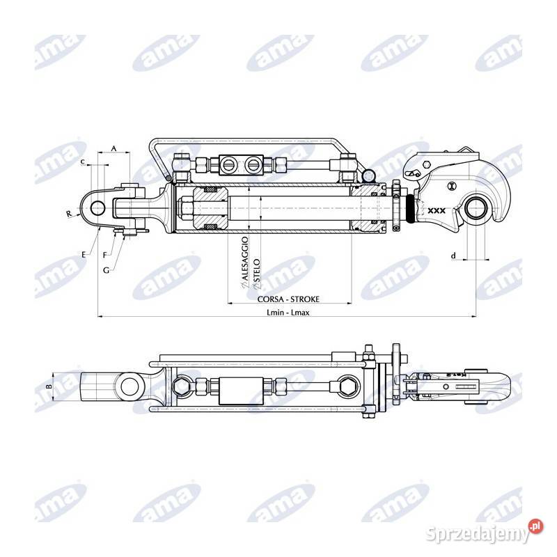 Łącznik Hydrauliczny 23 kat 637887 mm z główką Kamionna sprzedam