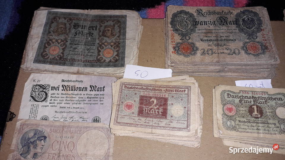 Spora ilość starych niemieckich banknotów Szczecin