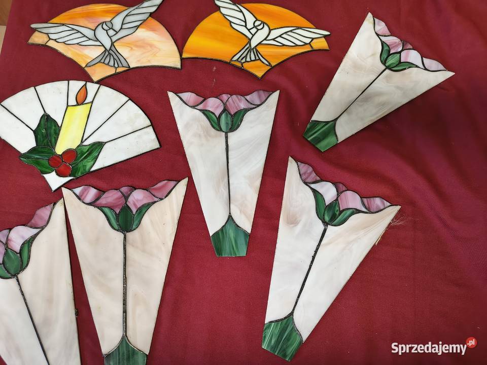Zestaw elementów witrażowych szkło barwione Rękodzieło Chorzew