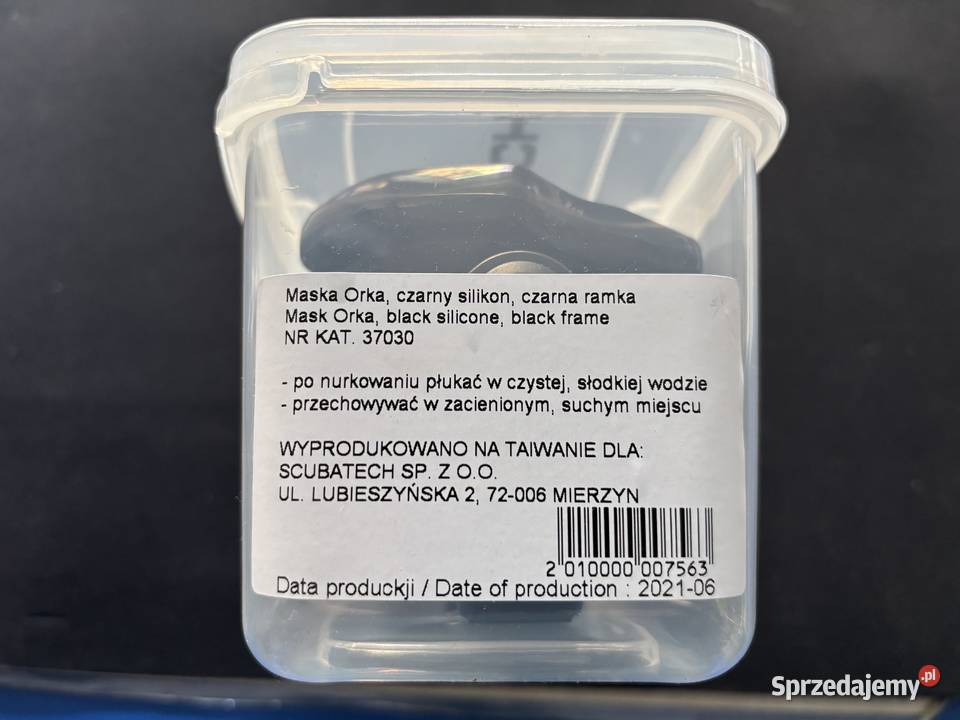 Maska Nurkowa Profesjonalna Orka czarny silikon Bytom