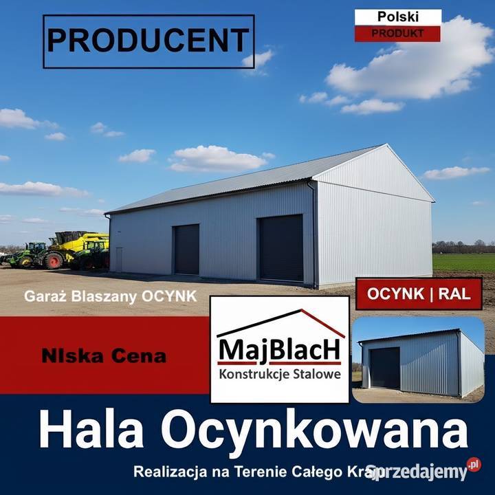 Garaż Blaszany OCYNK Wiata Stalowa Konstrukcja 60m2 wielkopolskie Konin sprzedam