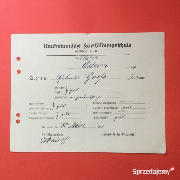 1817 NiemŚwiadectwo Komercyjnej Szk Białogard 4
