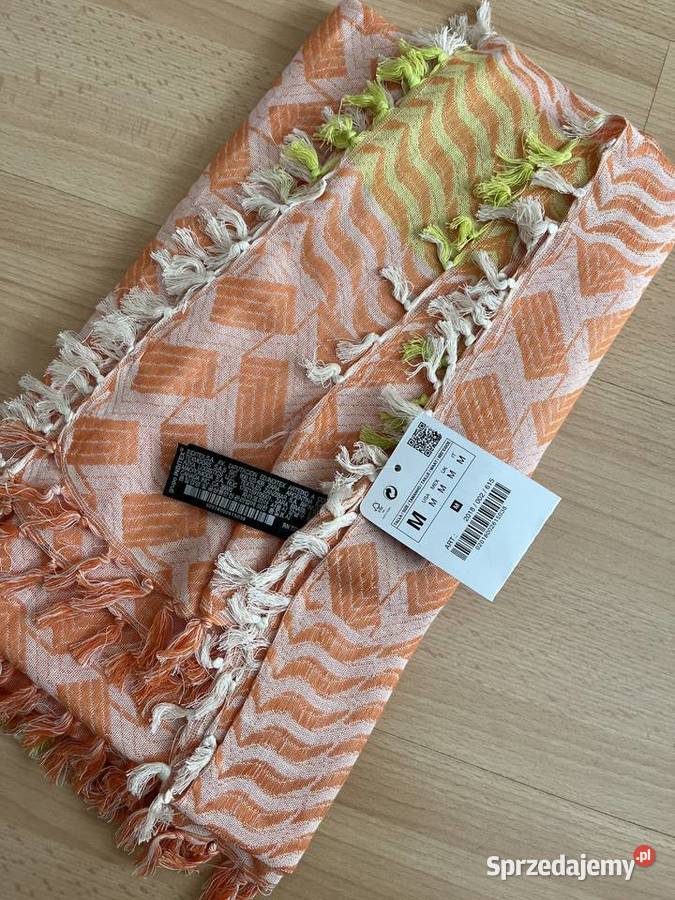 Chusta szal paero bawełna pomarańczowy ze wzorem Gdańsk sprzedam