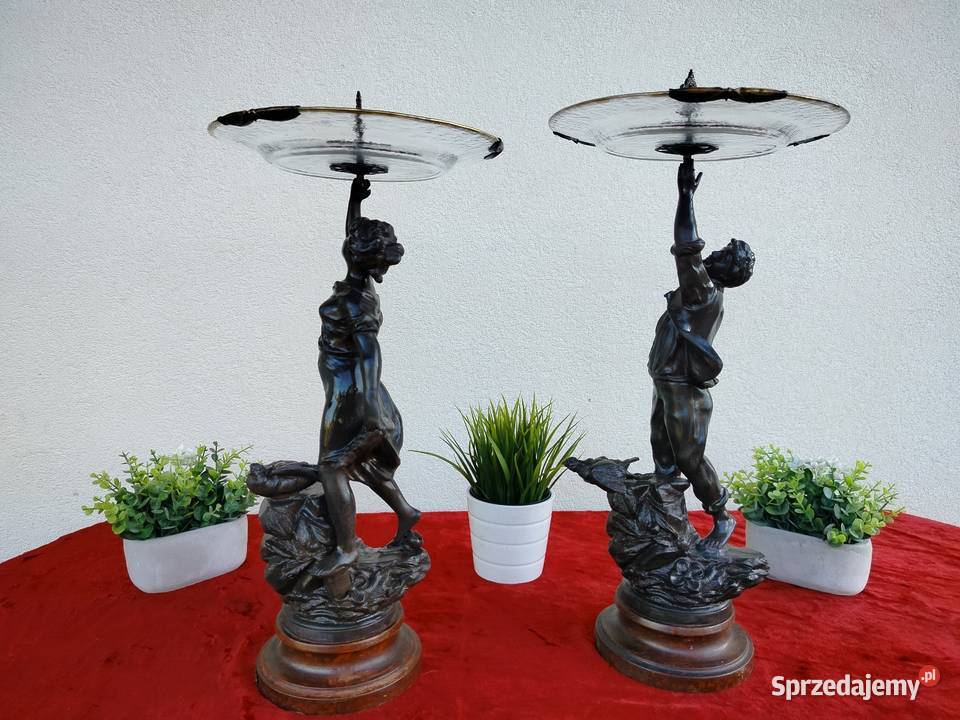 Piękny komplet starych figuralnych pater Kęty