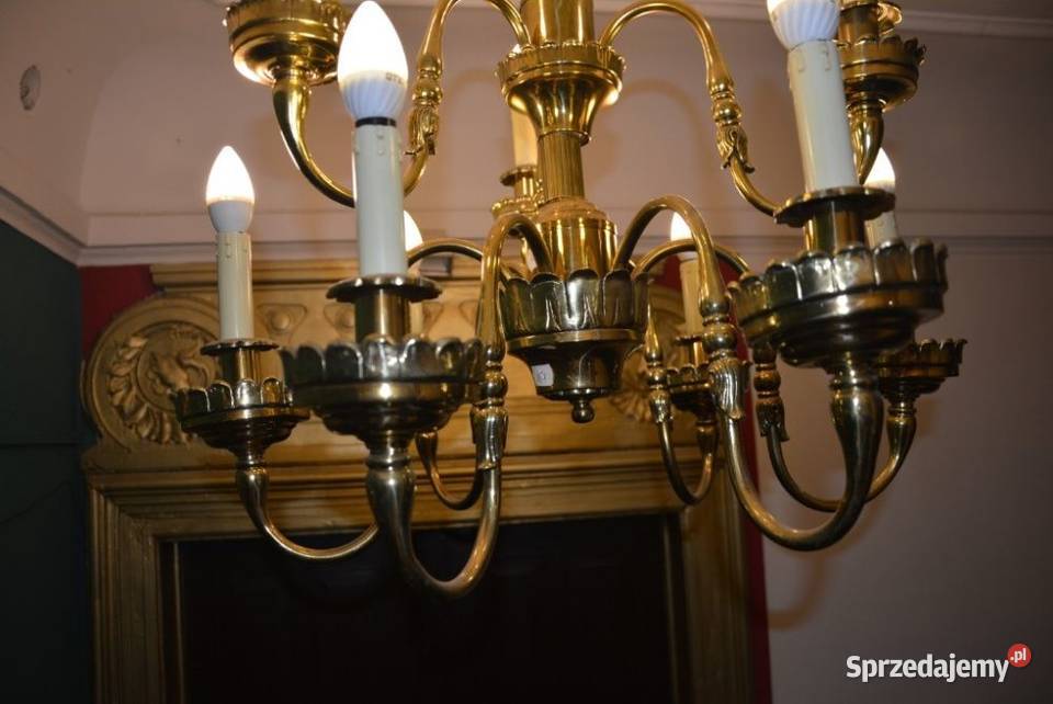 Lampa wisząca mosiężna 10 ramienna ANTYK Kraków