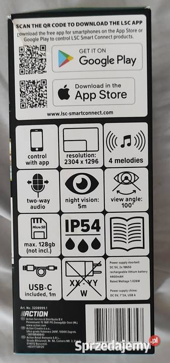 Wideodzwonek LSC Smart Connect WiFi 1296p gong Olsztyn sprzedam