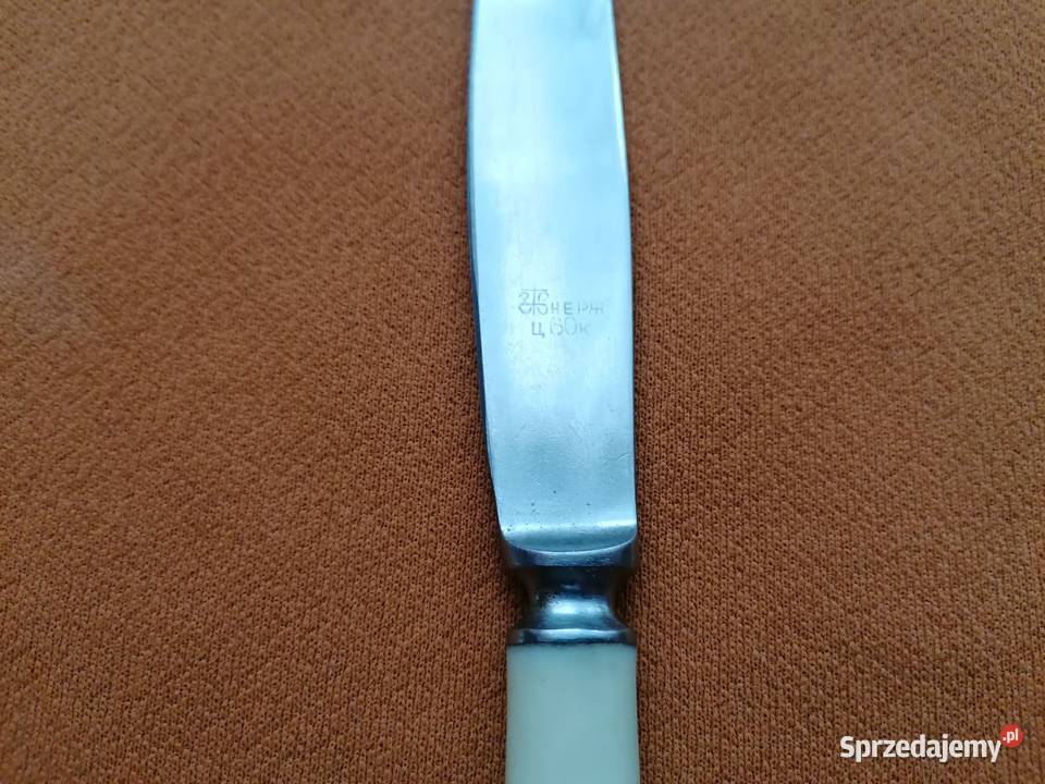 Nóż stołowy Biały Bakelit NERŻ ZSRR Łódź