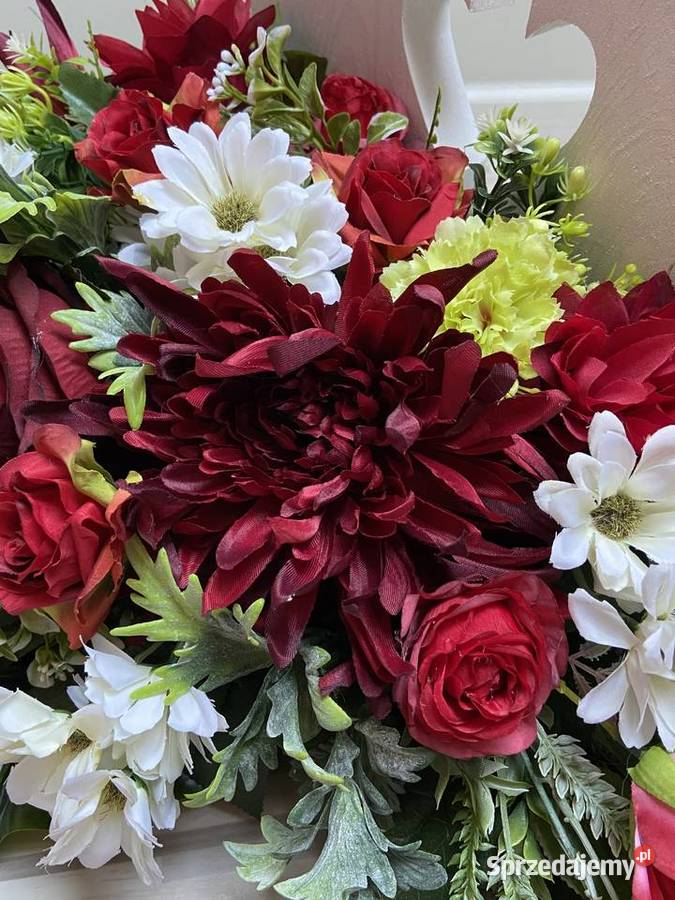 Kompozycja kwiaty sztuczne cmentarz stroik grób Kalisz