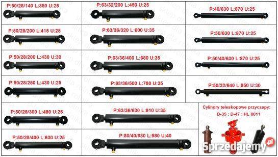 Cylinder hydrauliczny skok 630mm 1str działania Rogóźno
