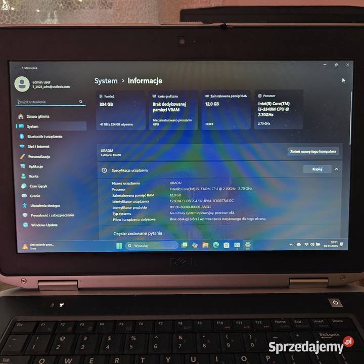 Dell E6430 i5 12gb ram 240ssd interfejs gold V3 Iława sprzedam