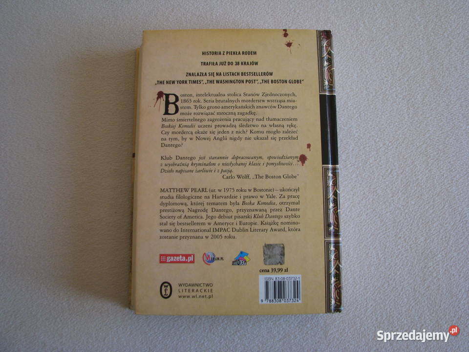Klub Dantego Matthew Pearl Wydanie I twarda Brzegi