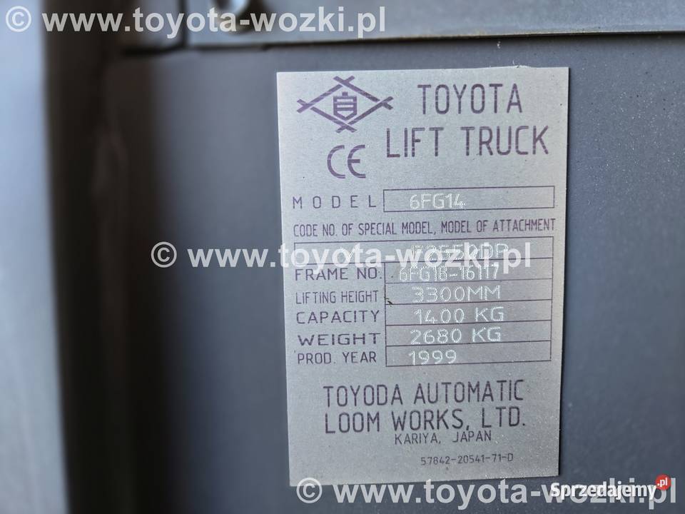 Wózek Widłowy TOYOTA 6FG14 Wózki Widłowe TOYOTA Wadowice