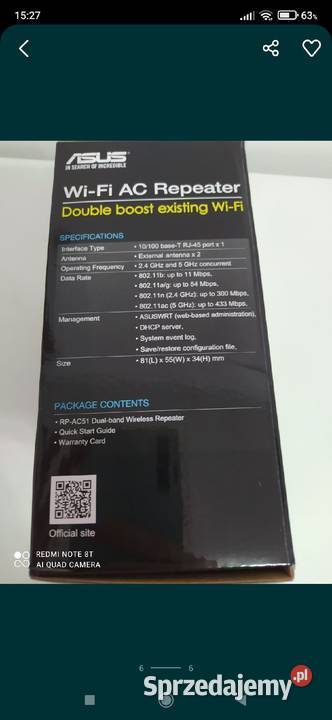 Sprzedam nowy Asus Wifi Repeater 180 mazowieckie Warszawa