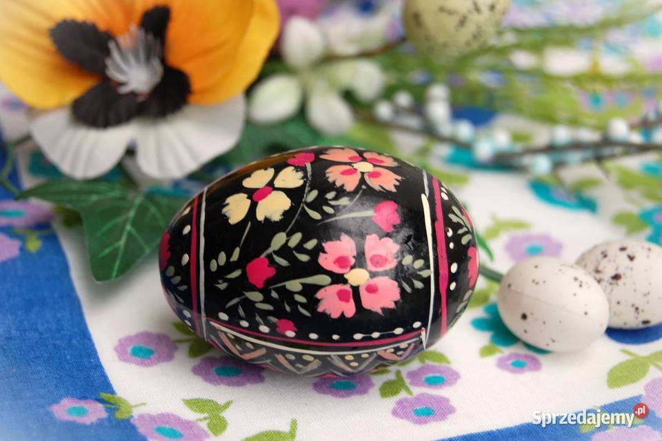 Stara pisanka drewniana ręcznie malowana Rosja Wielkanoc Lublin