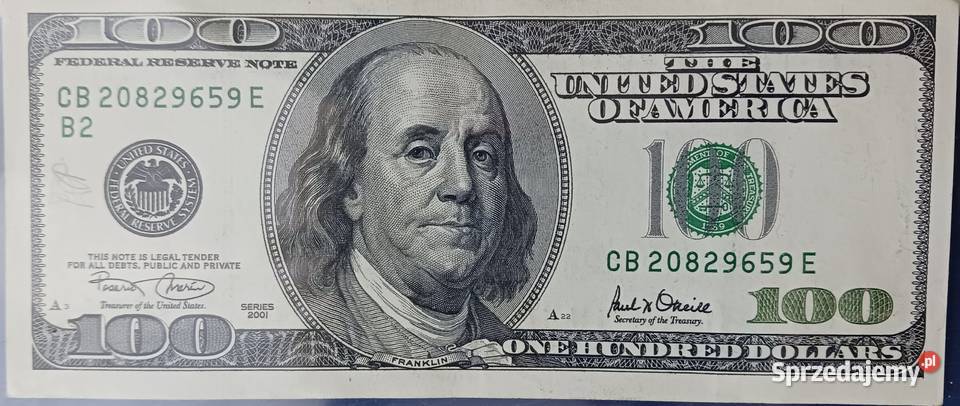 100 USA Benjamin Franklin 2001 r mennicze Numizmatyka Konin