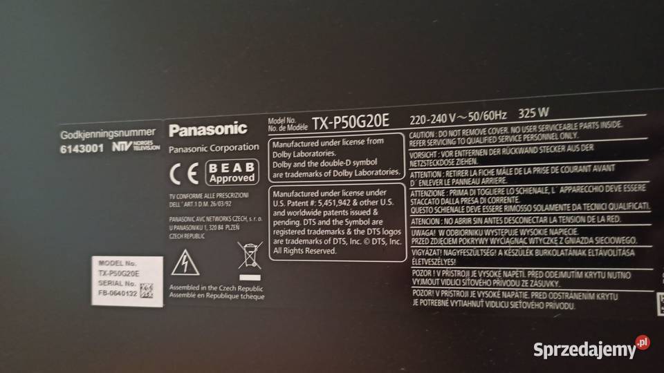 Telewizor Plazma Panasonic Viera 50 Full HD Myślenice