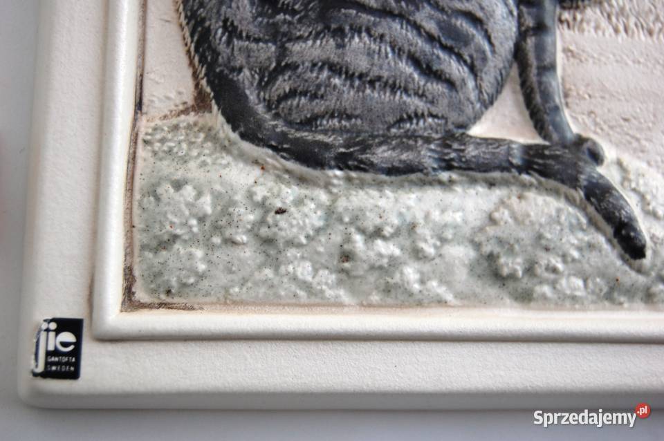 Kot kotek obrazek ceramiczny Jie Gantofta Sweden wielokolorowy Lublin