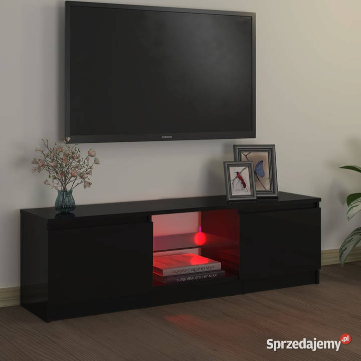 Szafka pod TV z oświetleniem LED czarna 120 x 30 Dom i Ogród Warszawa