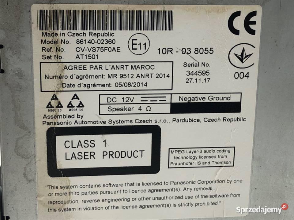 RADIO TOYOTA AURIS II 868400F020 1318 ODTWARZACZ Sprzęt audio fabryczny