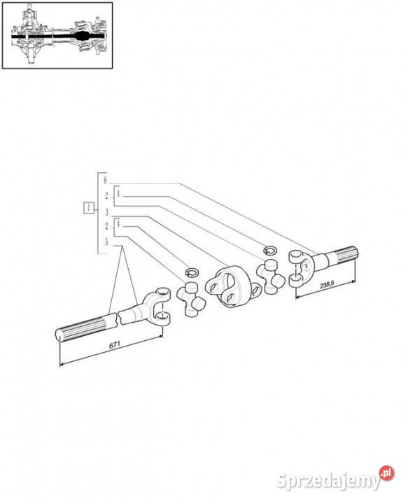 Holland T6010 Wałek krótki widełek 23850mm Jastrzębniki