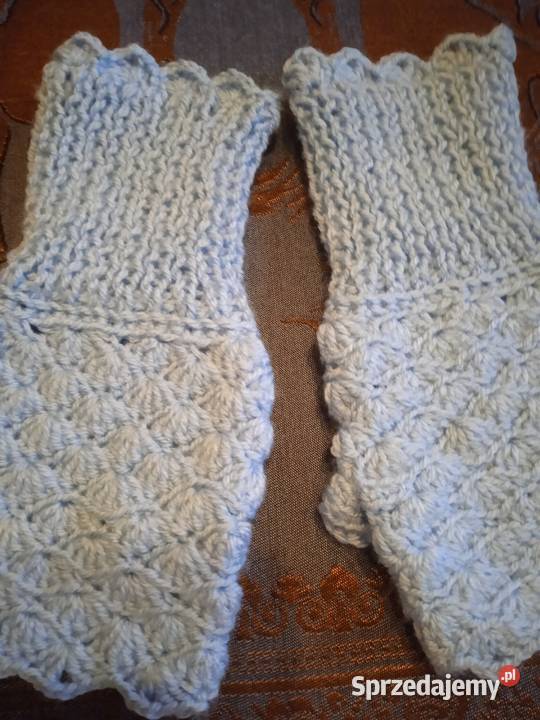CIEPŁE MITENKI ROZBIELONY GOŁĘBI BŁĘKIT Piła sprzedam