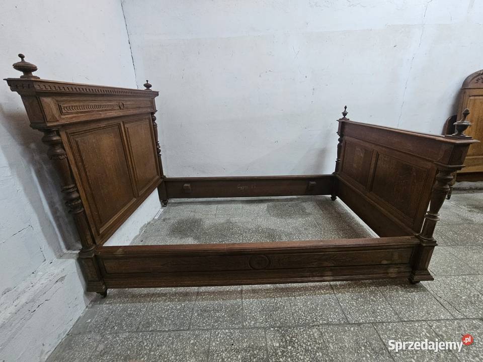 Stare dębowe łóżko eklektyczne Francja Nowy Sącz