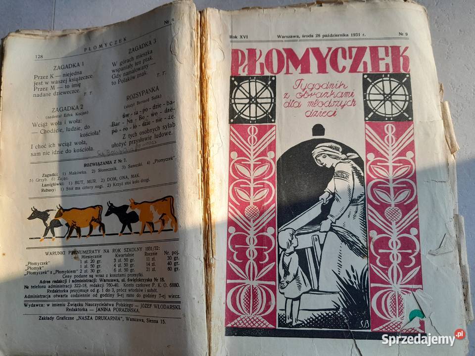 Stary przedwojenny tygodnik dzieci Płomyczek Dąbrowa Górnicza