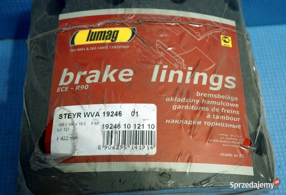 Okładziny hamulcowe 185x186x16 Steyr szczęki kujawsko-pomorskie Włocławek