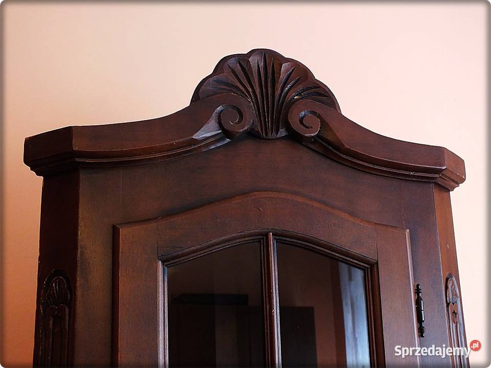 Stara Szafka narożna drewniana rzeźbiona Witryna 75cm lubuskie Żary