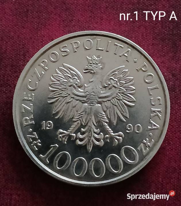 100 000 Solidarność 1990 r Typ A mennicze ideał Konin
