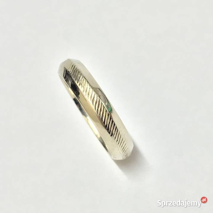 Złota OBRĄCZKA damska 14K zdobiona BIAŁE złoto Warszawa