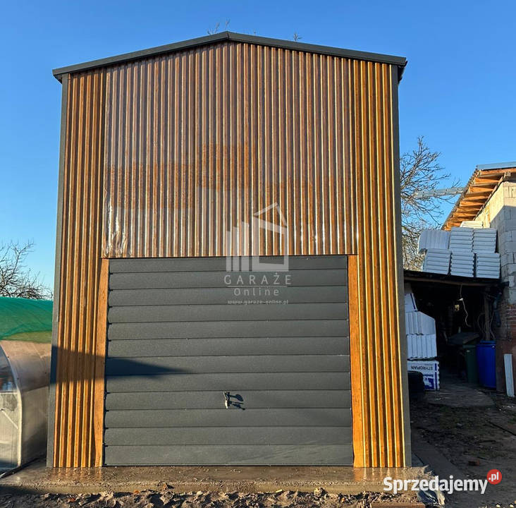 Hala blaszana Garaż 5x6m brama uchylna drzwi Iława