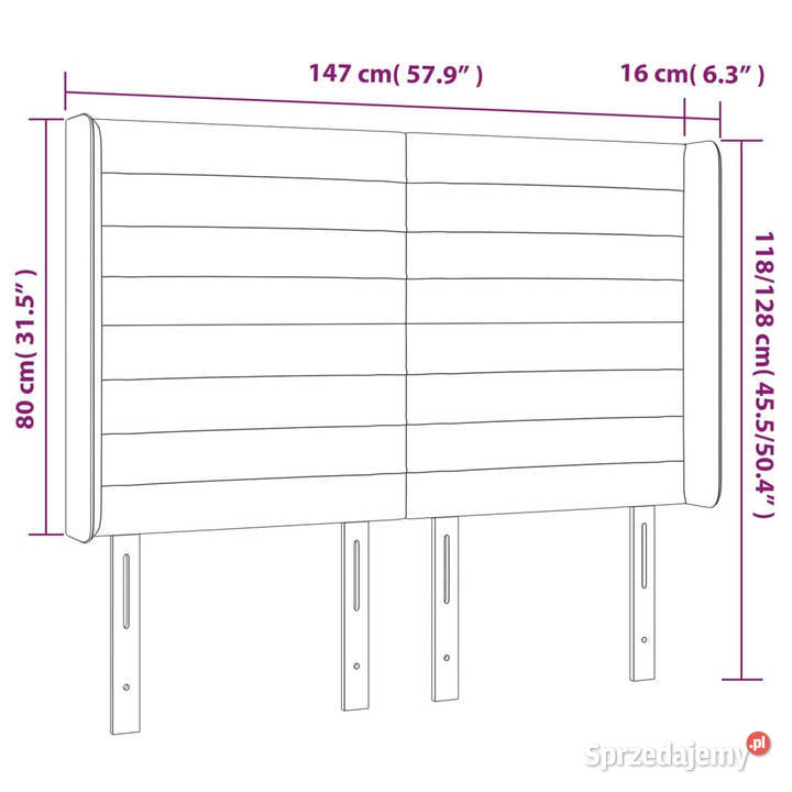 Zagłówek do łóżka z LED jasnoszary 147x16x118128 Warszawa