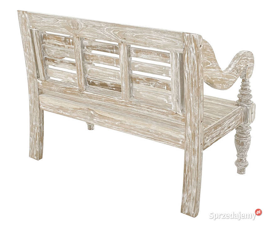Ławka Bali 120 bielona z drewna teak tek tik drewno mazowieckie Konstancin-Jeziorna
