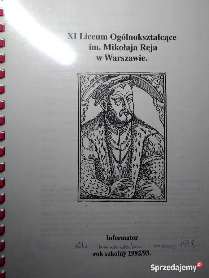 XI LO im M Reja w Warszawie Informator 199293 Gorzów Wielkopolski