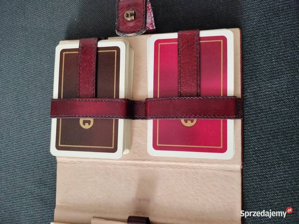 Aigner karty do gry skórzane etui vintage Choszczno sprzedam