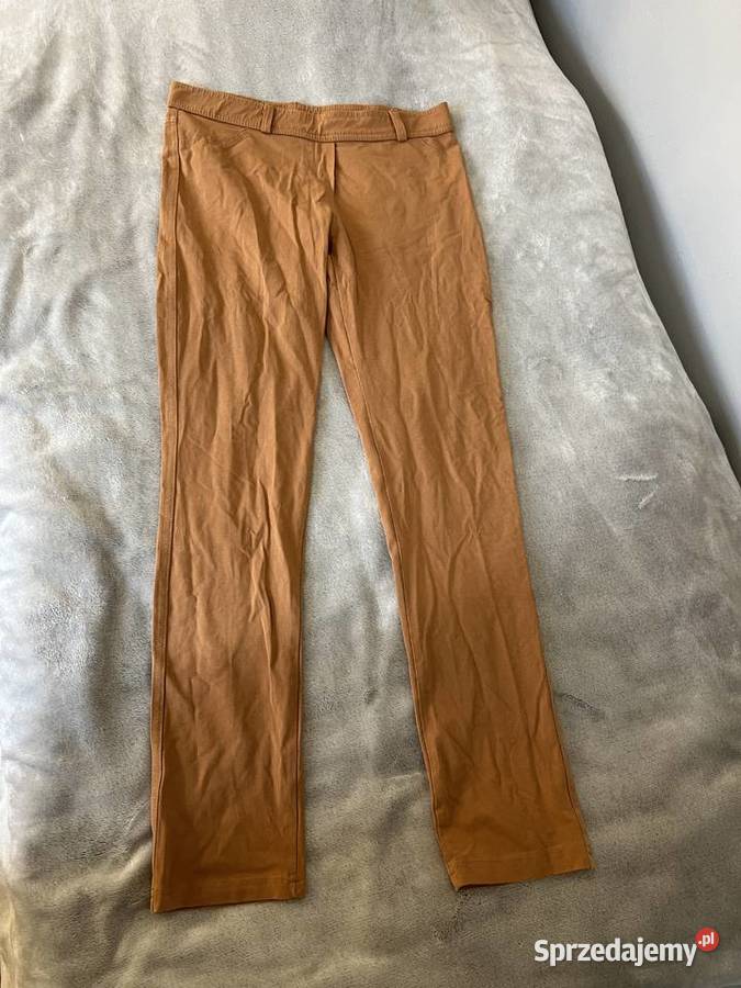 Spodnie jegginsy rurki skinny beżowe brązowy/beżowy Spodnie Jasło