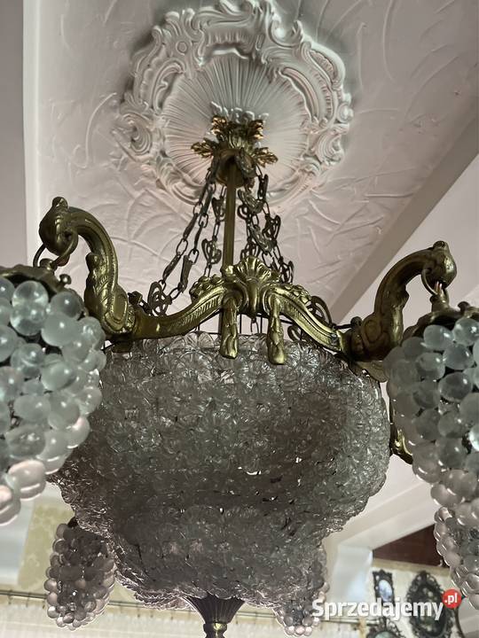 Antyk lampa z brązu żyrandol kryształowy 2 Antyki dolnośląskie Bystrzyca Kłodzka sprzedam