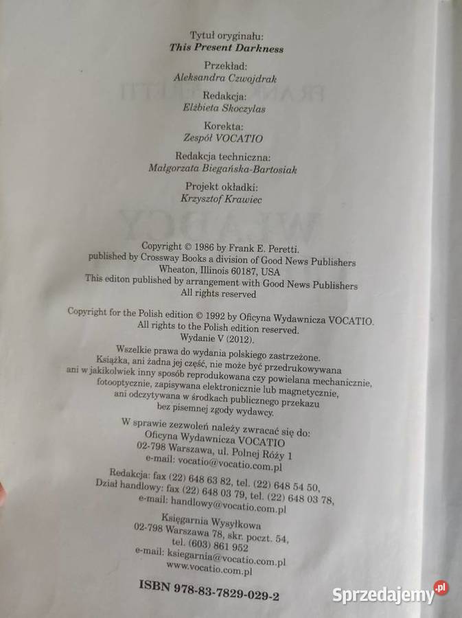Władcy ciemności Frank E Peretti Walka dobra ze ISBN 9788378819134