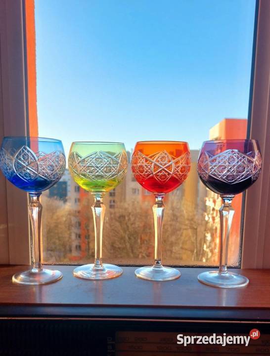 Piękne kieliszki kryształowe PRL Wrocław