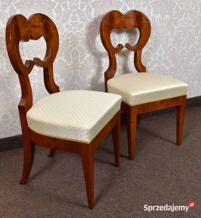 Dwa krzesła biedermeier czereśnia kopie politura Swarzędz