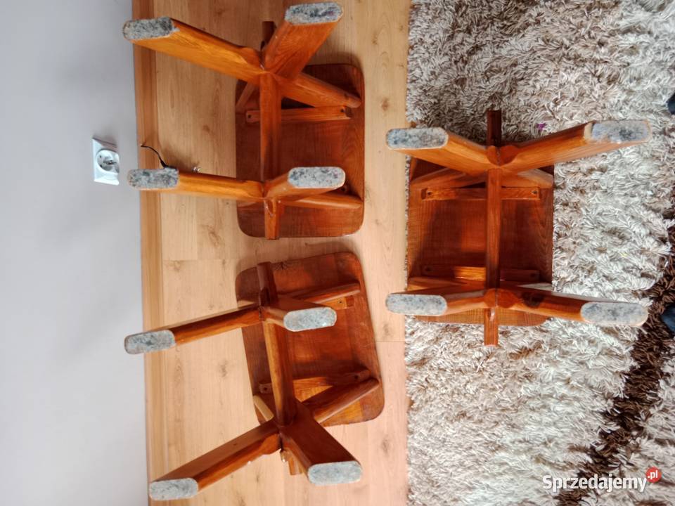 Stołki Taborety drewniane zestaw 3 sztuki Tarnobrzeg